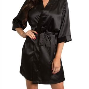 Black Bridesmaid Front Tie 3/4 Sleeve Above Knee Robe